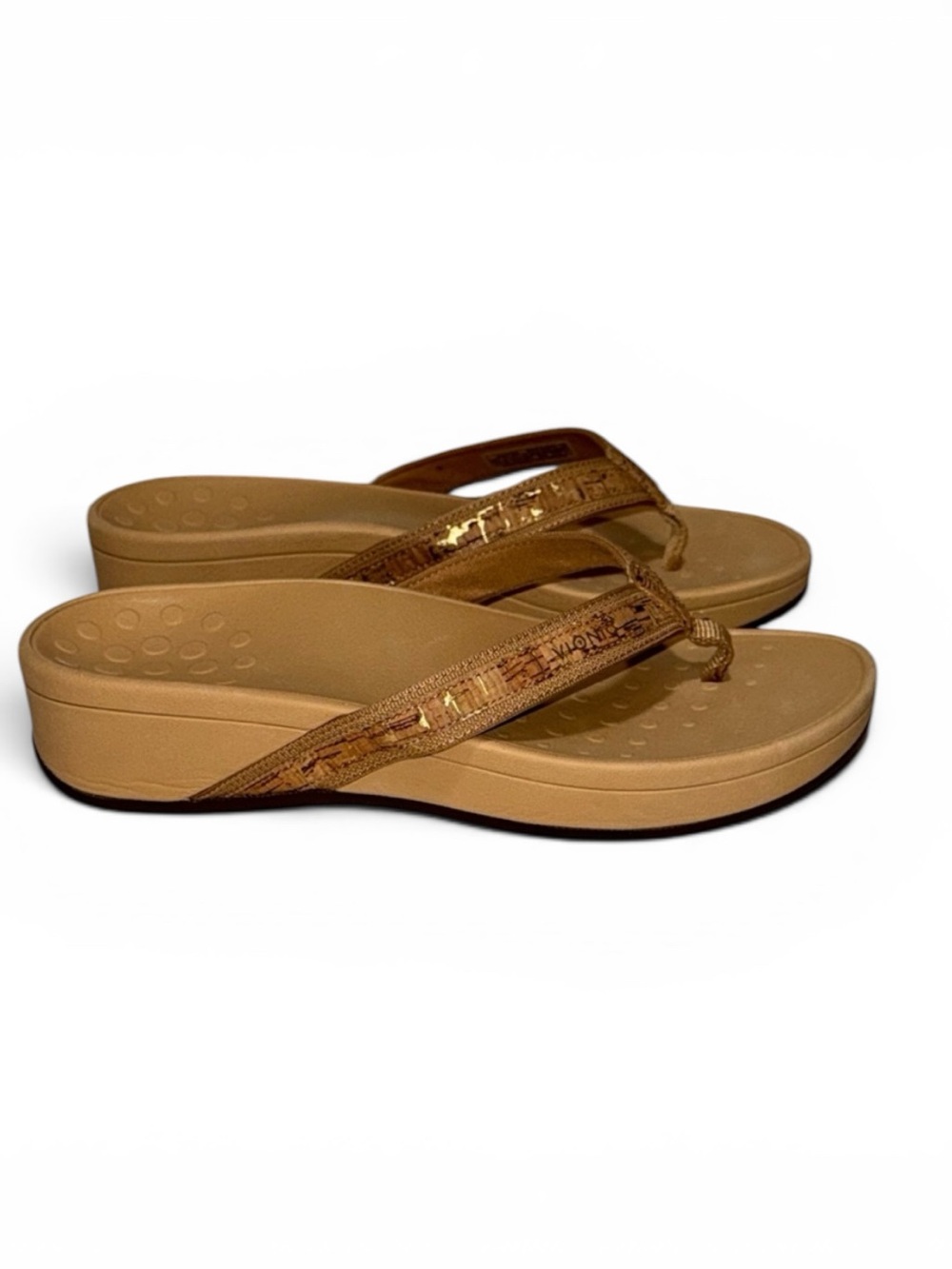 Vionic High Tide Platform Sandals Gold Cork Women Sz 11